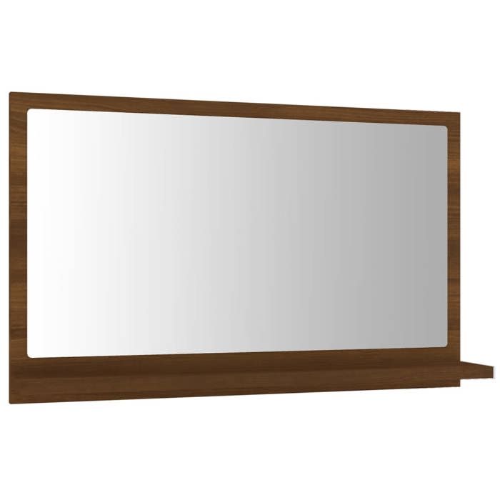 VidaXL Wall Mounted Bathroom Mirror Vanity Mirror Makeup Mirror Bathroom Interior Brown Oak 815638