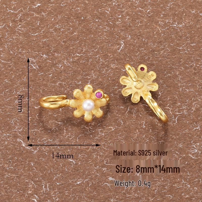 Gold Plated S925 Silver Butterfly Pearl Zircon Clasp DIY Bracelet Connector P24