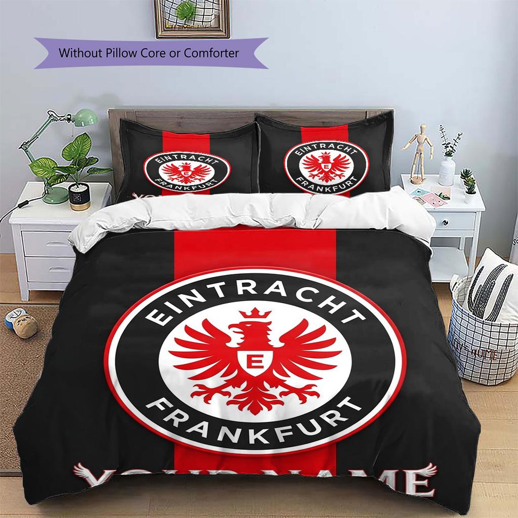 Eintracht Frankfurt Custom Name Pattern Bedding,Quilt Set Quilt Cover Pillowcase Home Birthday Gift(1 * Duvet Cover + 2 * Pillowcase, Without Core)