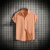Summer 2026 Men's Casual Loose-Fit Solid Color Short-Sleeved Button-Down Shirt