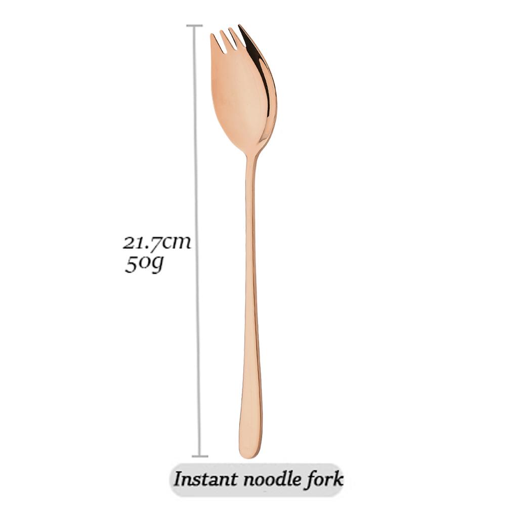 Zlatá 18/10 nerezová ocel Barevný kreativní design Kuchyňské nádobí Sporks Dezert Vidlička Lžíce Nudle Salát Ovoce Nádobí