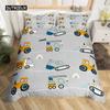 Kids Equipment Trucks Duvet Cover King Boys Cartoon Car Bedding Set Construction Highway Comforter Cover Set