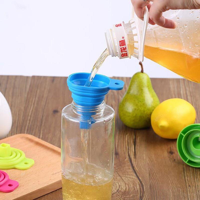 Durable Silicone Portable Retractable Funnels For Home Kitchen Convenient Storage