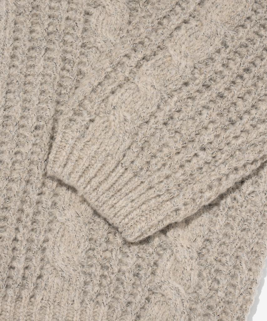 OTHERFITS Cable High-Neck Knit Zip-Up (Beige)