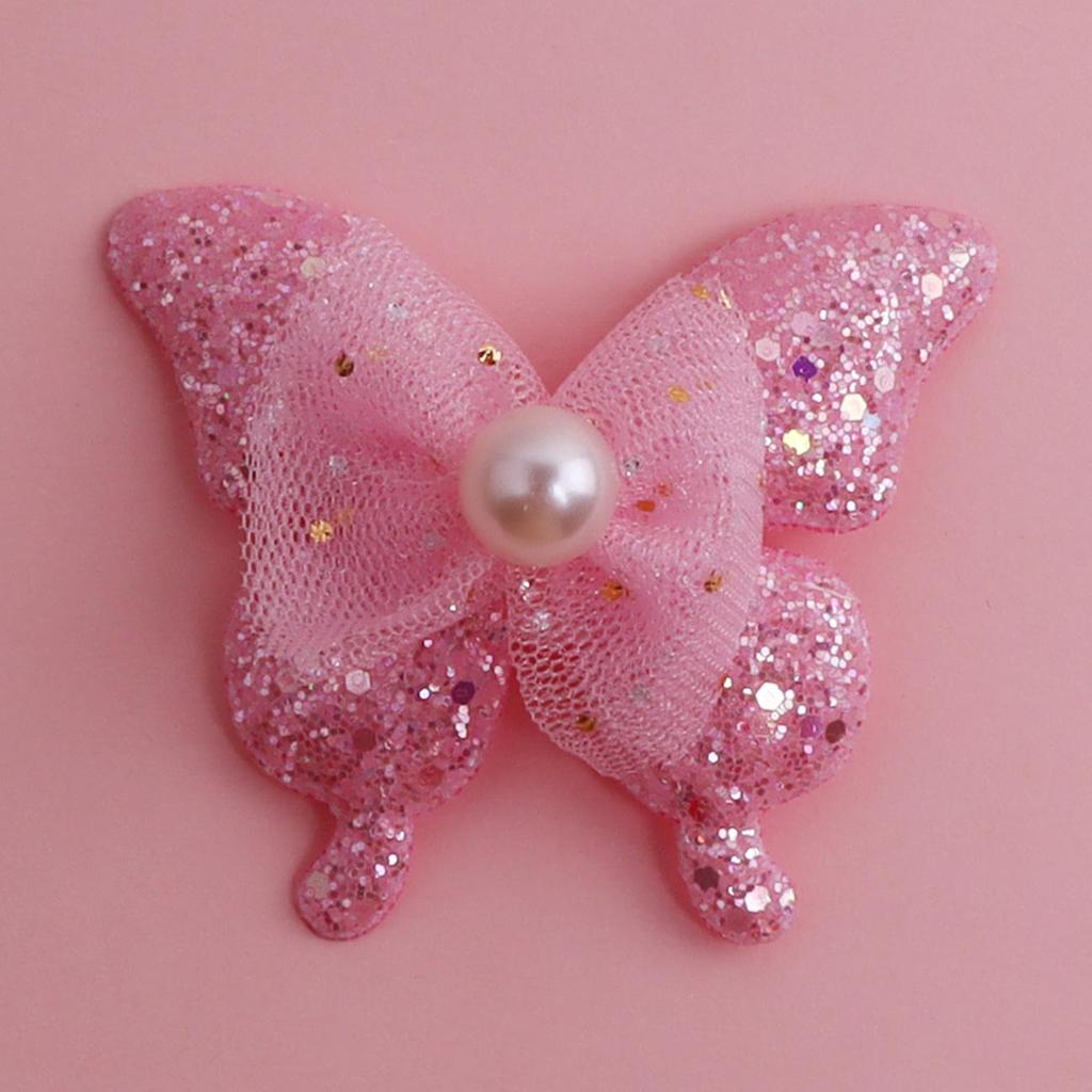 Scallion Powder Mesh Pearl Butterfly Hair Clip, Tie, and Headband DIY Accessories