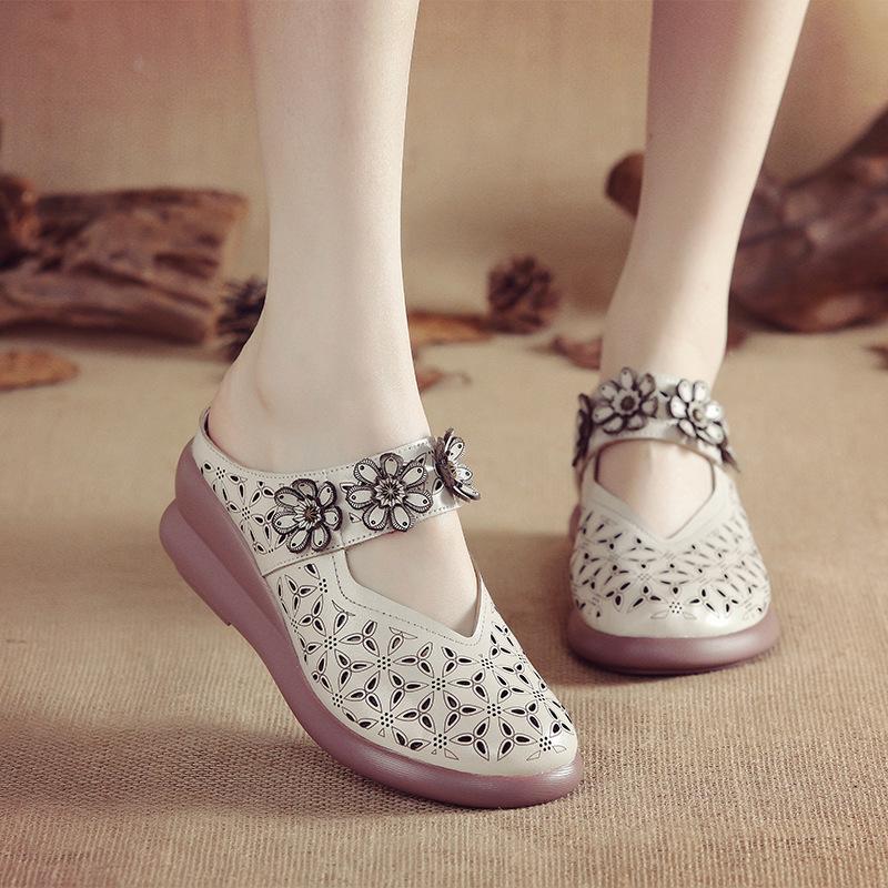 Pantofi cu platformă de vară pentru femei Sandale cu slip-uri Sandale din piele naturală Sandale respirabile Pantofi de femeie Pantofi 2024 Moale și confortabil