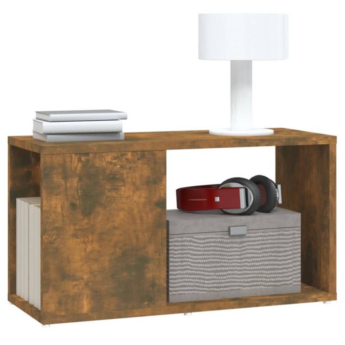 816029 vidaXL Meuble TV Chêne fumé 60x24x32 cm Bois d'ingénierie