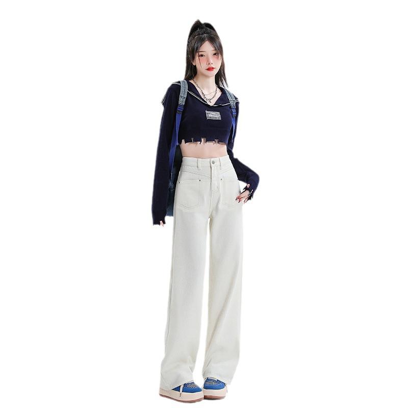 Jeans for Women In Autumn New Style Straight High Waist Loose Slim Floor Trousers for Women In Autumn