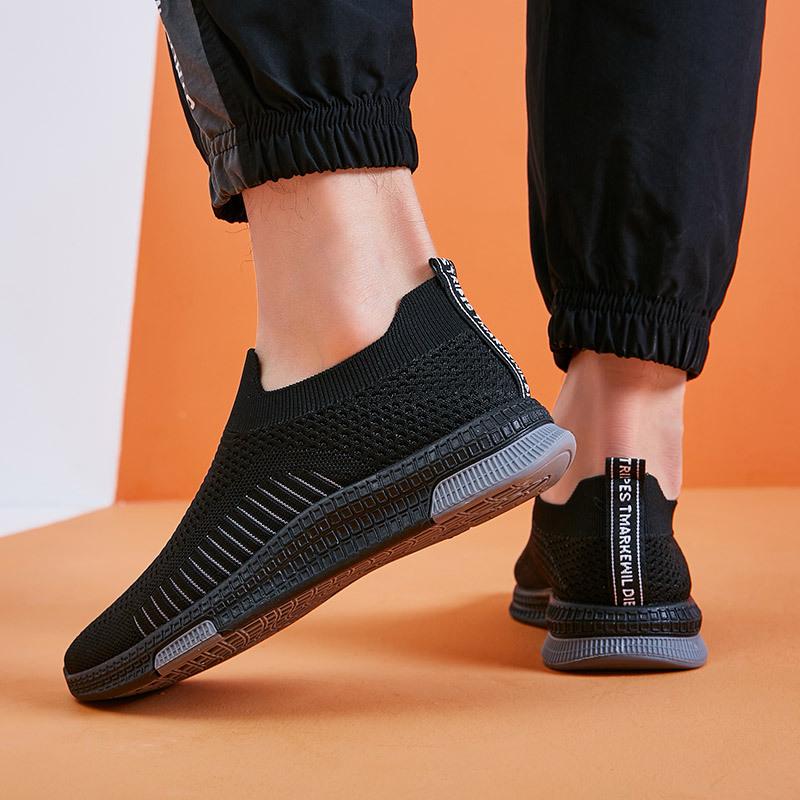 Summer New Trend Versatile Socks Shoes One Pedal Lazy Shoes Men's Real Flying Woven Breathable Casual Shoes Fashion