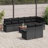 9 Piece Garden Sofa Set with Cushions Black Poly Rattan