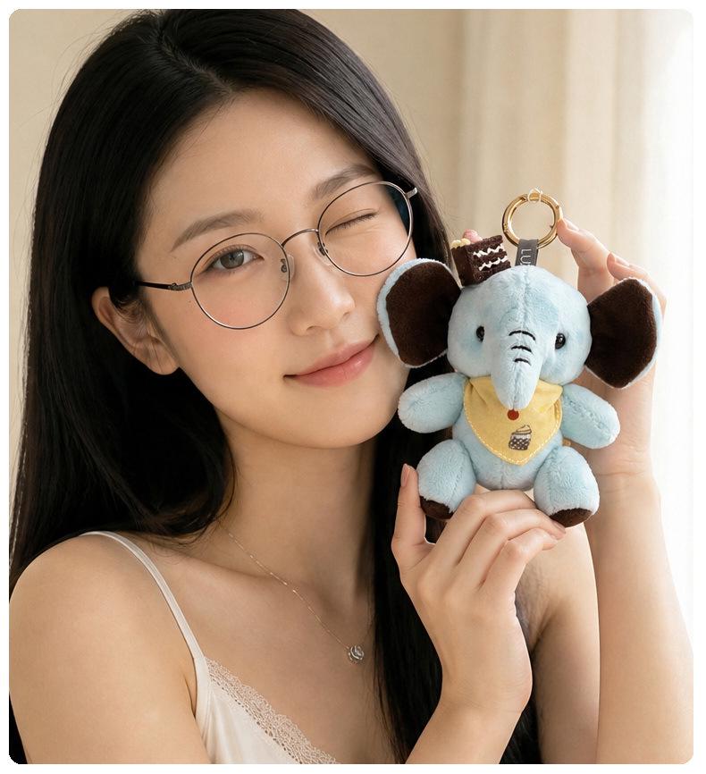 Adorable Jointed Elephant Plush Keychain Charm for Kids