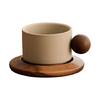 Traditional Ceramic Tea Mug With Wooden Base Large Capacity Cup For Coffee Hot Drink And Home Decoration