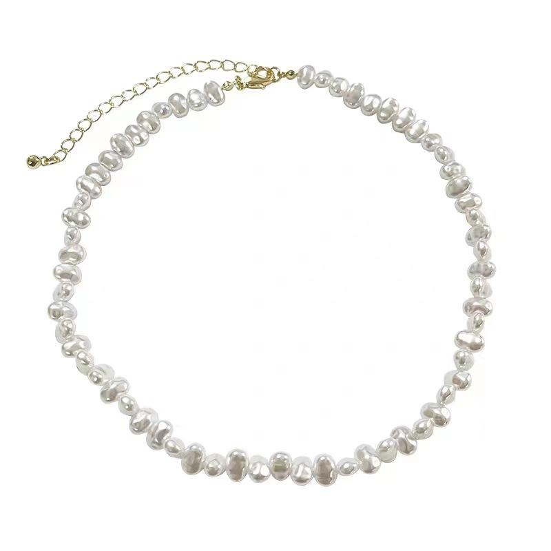 Baroque Pearl Necklace For Women Simple  Collarbone Chain White Choker Necklaces Wedding Jewelry