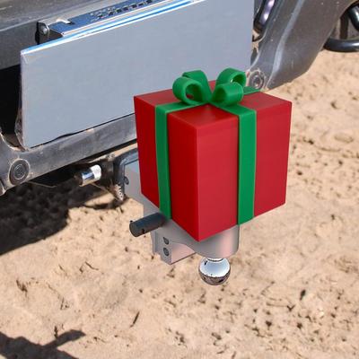 Christmas Box Tow Hitch Covers Cartoon Christmas Box Tow Receiver Tube Plug Cap Exterior Accessories Enhances Protection