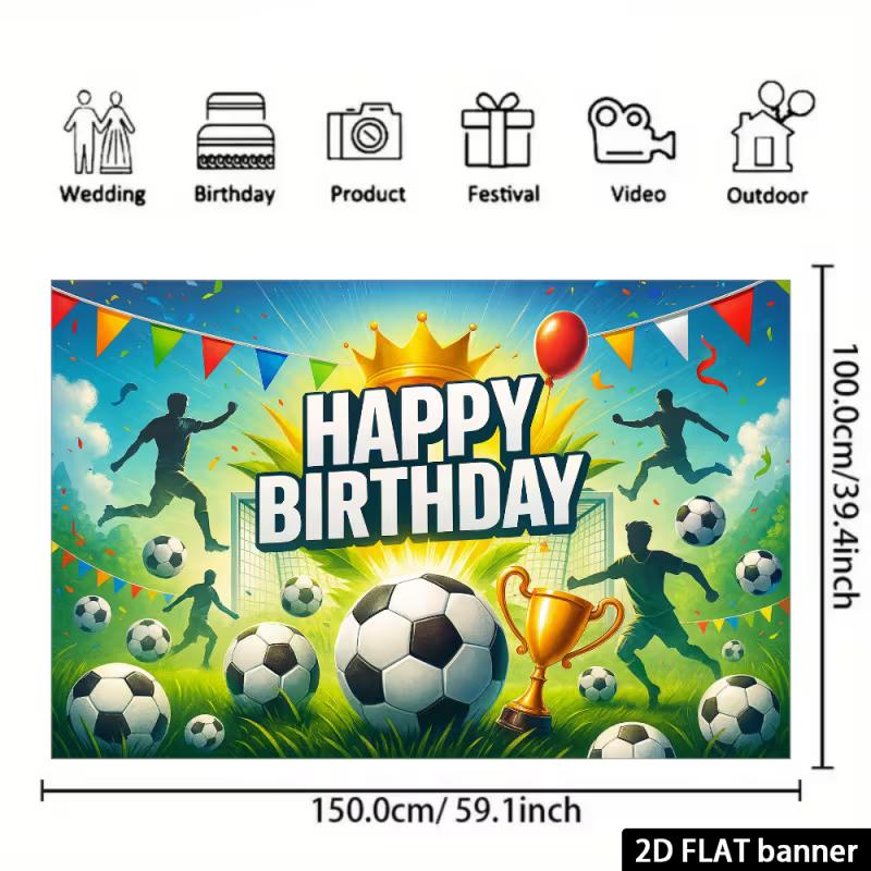 2D Fußballspieler Silhouette Geburtstag Hintergrund Pokal Partyzubehör