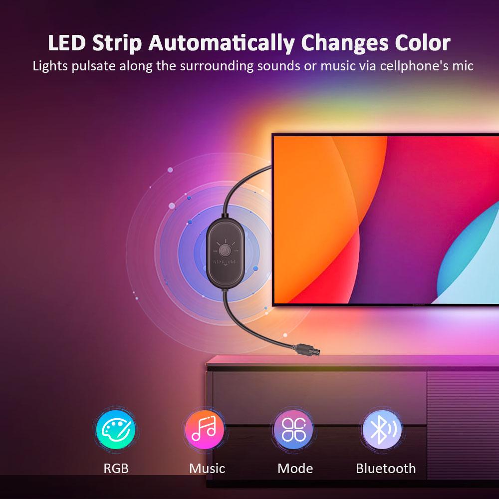 10M 15M LED Strip Lights , Music Sync Color Changing RGB LED Strip Bluetooth, 16millon color, USB powered ,APP+Remote LED Light