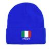 Flag of Italy Print Knit Cap Beanie, Patriotic Woman Cap Soft Stretchable Headwear Pompom Beanies Knitted Hat Beanie