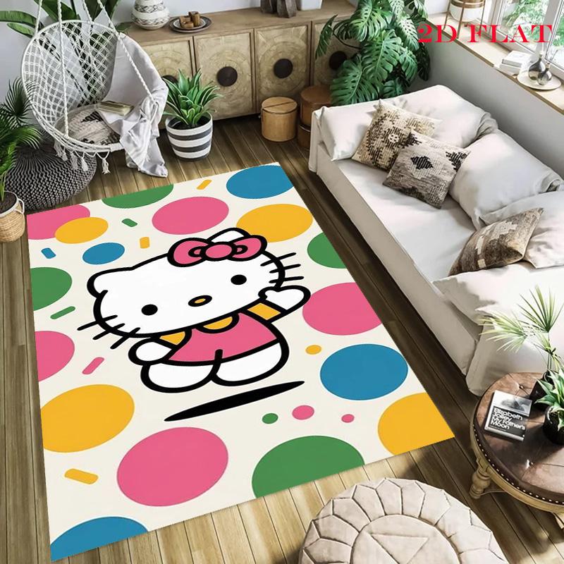 Hello Kitty Neon Stripes carpet Camping Trip Suitable For All Seasons Nap carpet Outdoor Plush carpet Bedroom
