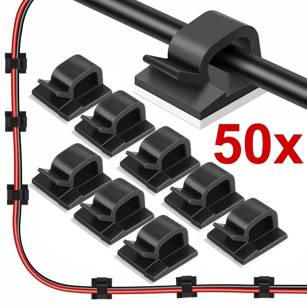 

50pcs R-type Wire Manager Cable Holder Car Wiring Clip Clamps Cable Organiser Office