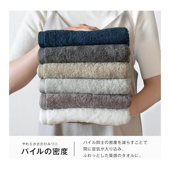 Bloom Imabari Towel Certified FUu Face Towel Set of 3 Soft, Fluffy, Thick, Absorbent, Hotel Specifications, Made In Japan, 100% Cotton (Navy)