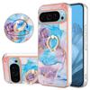 For Google Pixel 9/Pixel 9 Pro Case with Ring Kickstand IMD Marble Pattern TPU Back Cover