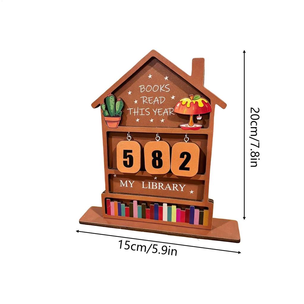 Book Counter Wooden Display Reading Accessories Book Counter Tracker Table Signs for Bookish Bookworm Reader Teacher Student
