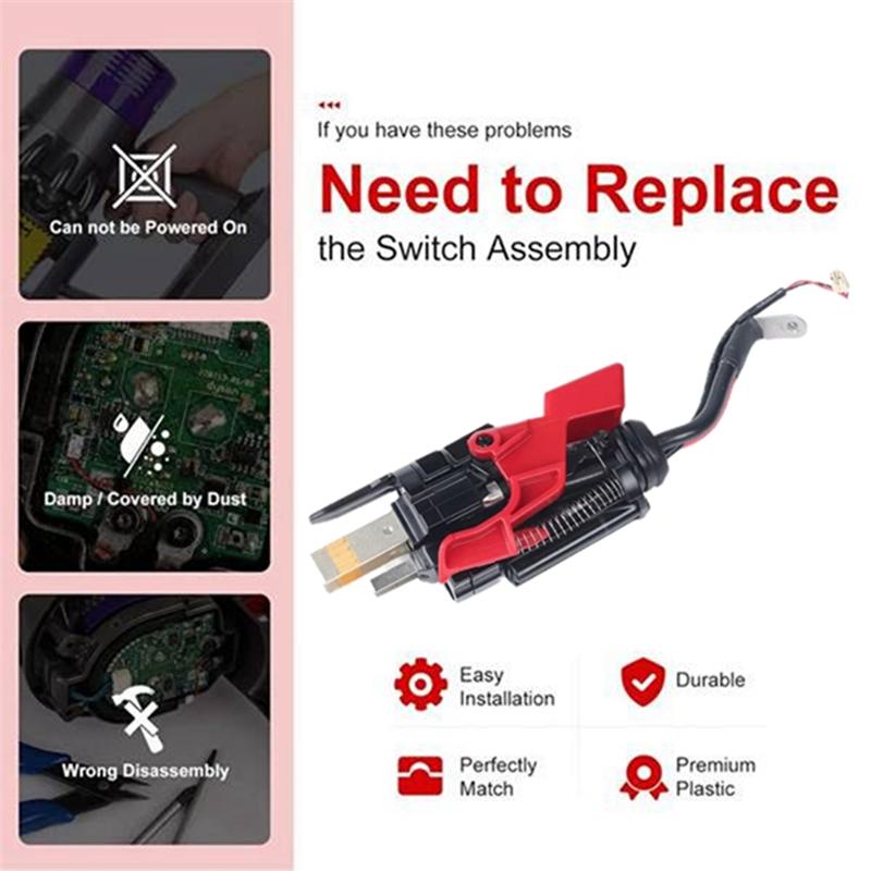 UN-For Dyson V15 V11 SV15 Replacement Trigger Switch Button–Click-In Battery Type Vacuum Cleaner Assembly Part