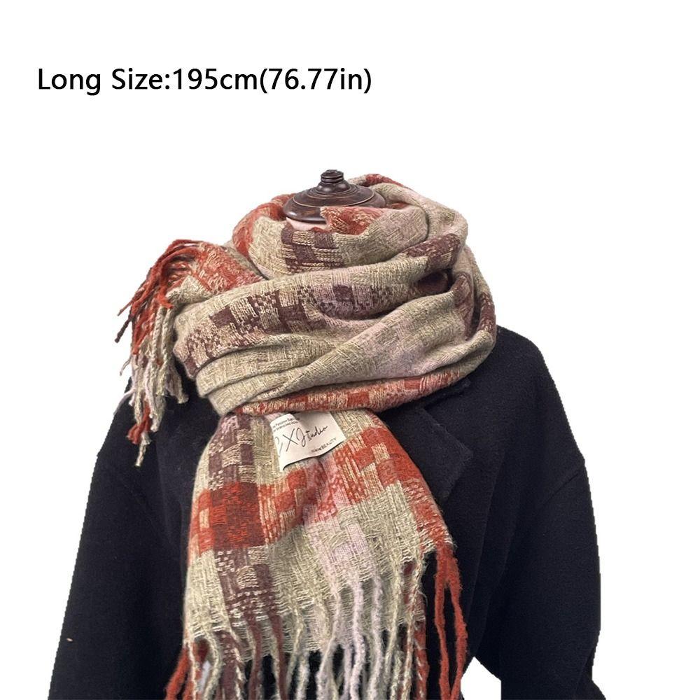 Versatile Plaid Scarf Soft Warm Wrap New Tassel Shawl  Autumn Winter