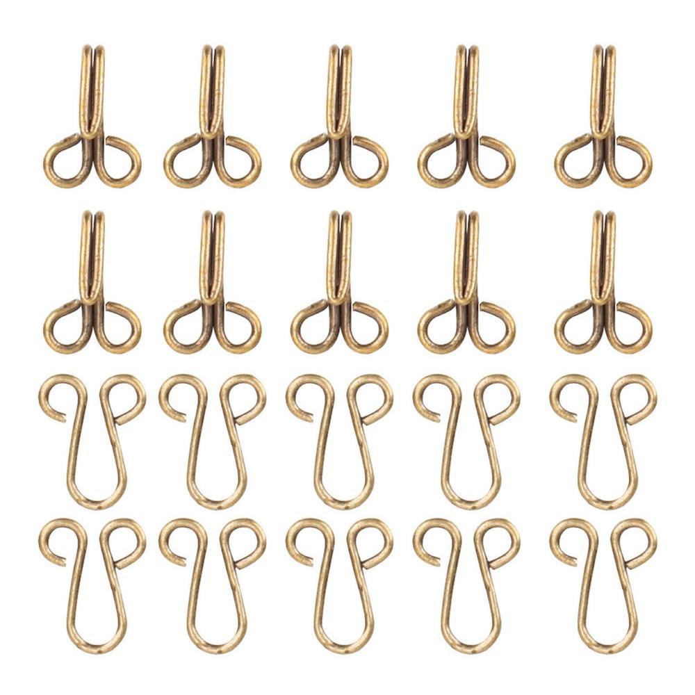 Bronze Sewing Hooks Eyes Durable Metal Fur Coat Hook Fasteners Covered Hook Eye Closures  For Coats