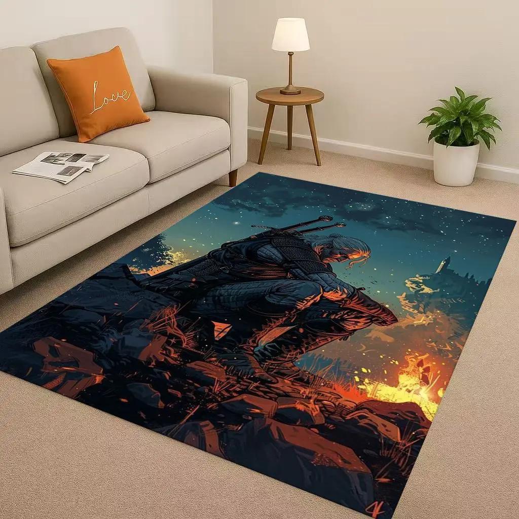 HD The W-Witcher Game Geralt Gamer Cartoon Living Room Non-Slip Area Rug Carpet For Bedroom Playroom Sofa,Home Doormat Kid Gift
