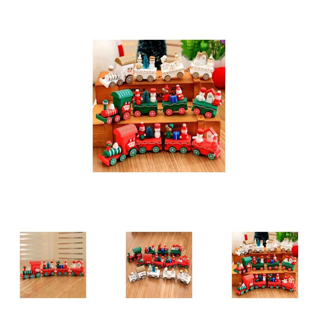 Festive Xmas Wooden Christmas Train Santa Claus Holiday Decoration For Home And Kids