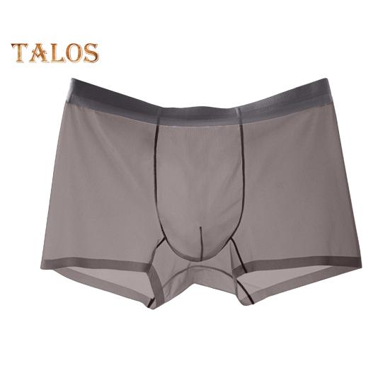 Men Boxer Underwear Mid-rise Elastic Waist U-Convex Shorts Briefs Ultra Thin Transparent Ice Silk Seamless Panties