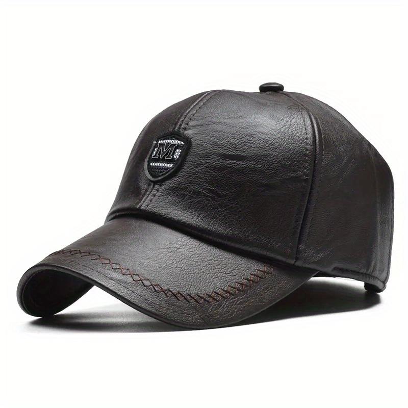 1pc Men's British PU Leather Baseball Cap Adjustable Summer Breathable Casual Hat Spring/Autumn/Spring Summer, Ideal Choice For Gifts