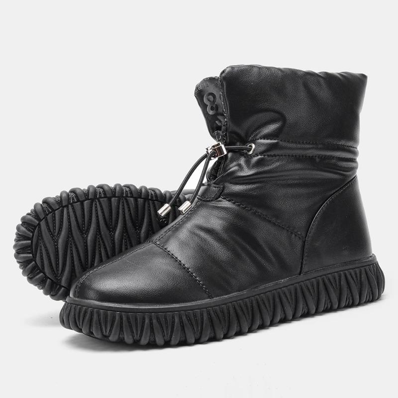 Genuine Leather Women Winter Boots Warm Waterproof Bread Boots Natural Leather Snow Boots Ankle For Women