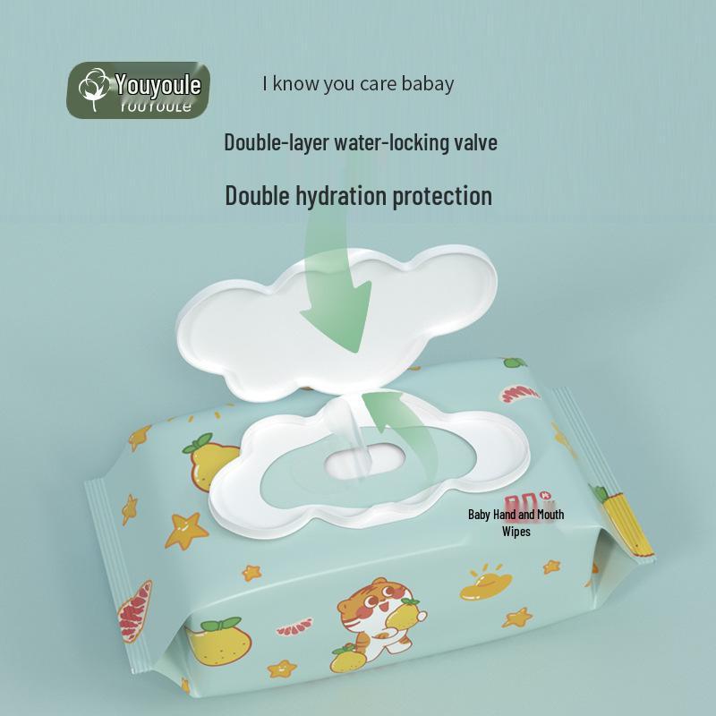 Baby Hand & Mouth Wipes, 80 Count, Flip Top Pack - Youyoule Cute Design