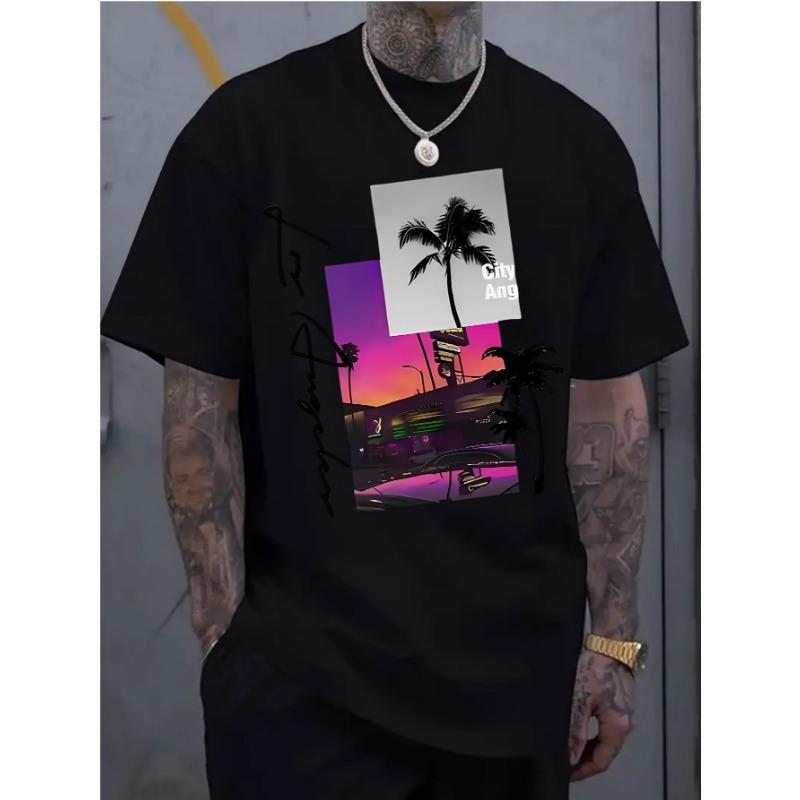 Men s fashionable round neck T-shirt, versatile short sleeves S