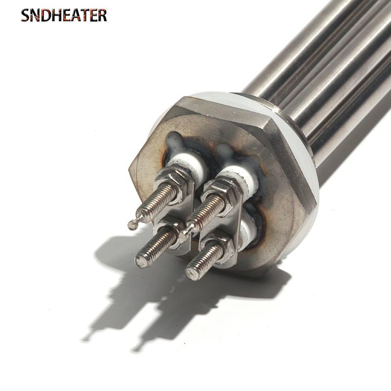 SNDHEATER 12V 24V 36V 48V Water Immersion Heater Low Voltage G1 1/4" DN25 1Inch Thread Induction Heating Tube 304SUS 300W-1.5KW