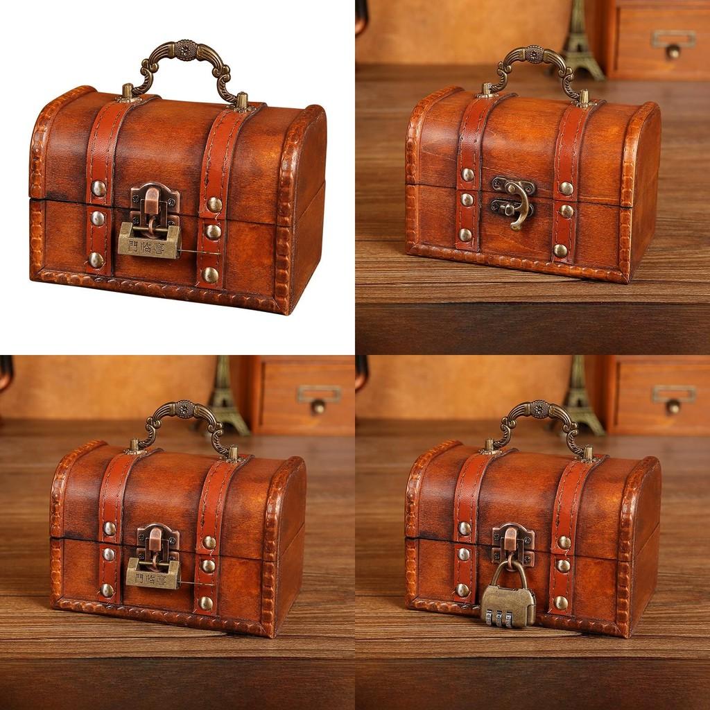 Desktop Storage Wooden Box With Lock For Dustproof Decoration In Office Bedroom