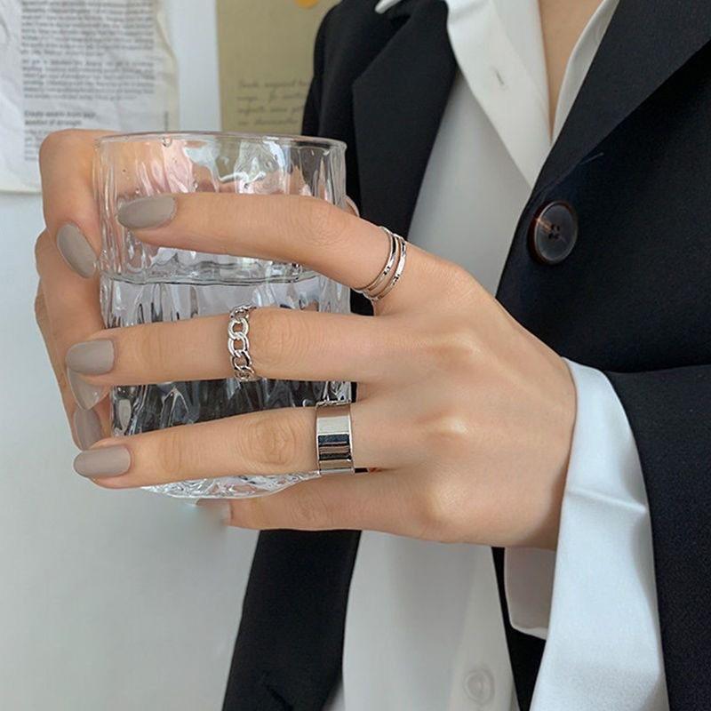 3 pezzi Anello Hip Hop da uomo su catene da dito Gioielli regolabili per uomo Donna Anelli gotici aperti Accessori