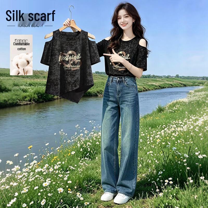 Women s Printed Loose Fit Round Neck Short Sleeve T-shirt S