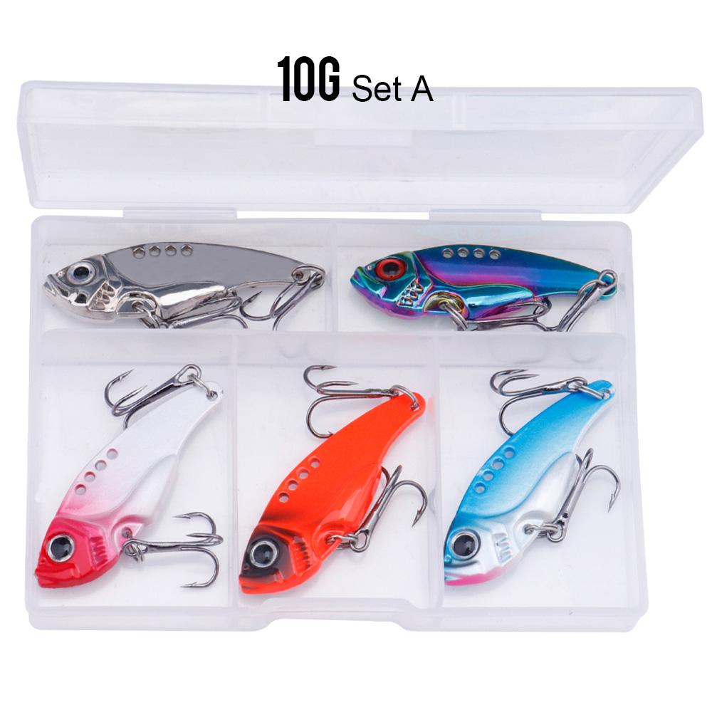 5pcs In Box Vib Lure Set 3g/7g/10g Sinking Wobblers For Pike Bass Metal Vibe Crankbaits Fishing Lure Kit