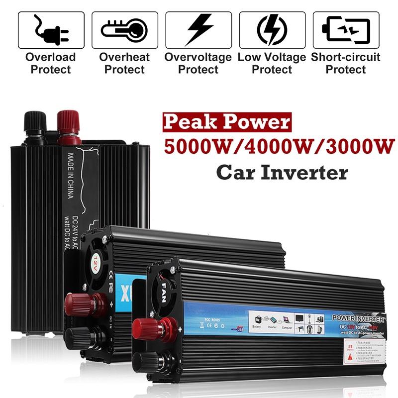 

Пиковый автомобильный инвертор 4000/5000 Вт 220 В 12 В/24 В Автомобильный инвертор Преобразователь напряжения Конвертер DC12/24 В в AC110 В/220 В Солнечный инвертор 12V 5000W