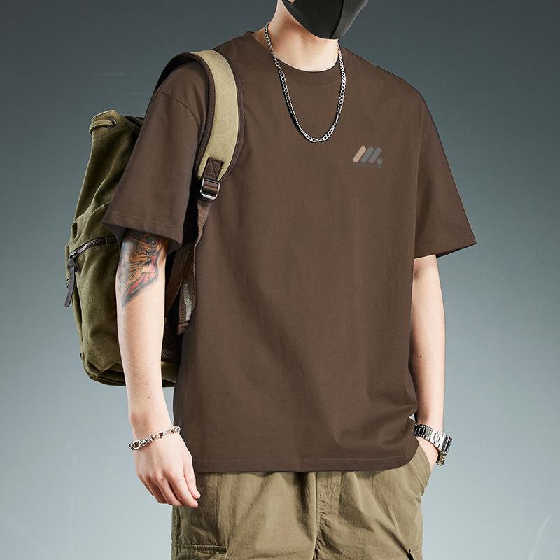 Retro Short Sleeved T-shirt for Men's Summer Fashion Brand Pure Cotton T-shirt with Fashionable Pattern