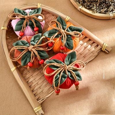 3pcs/2pcs Bag with Persimmon Pendant,Can Be Hung On Rearview Mirror or Car,Lucky Charm Empty Bag Material Kit, Mini Storage Bag