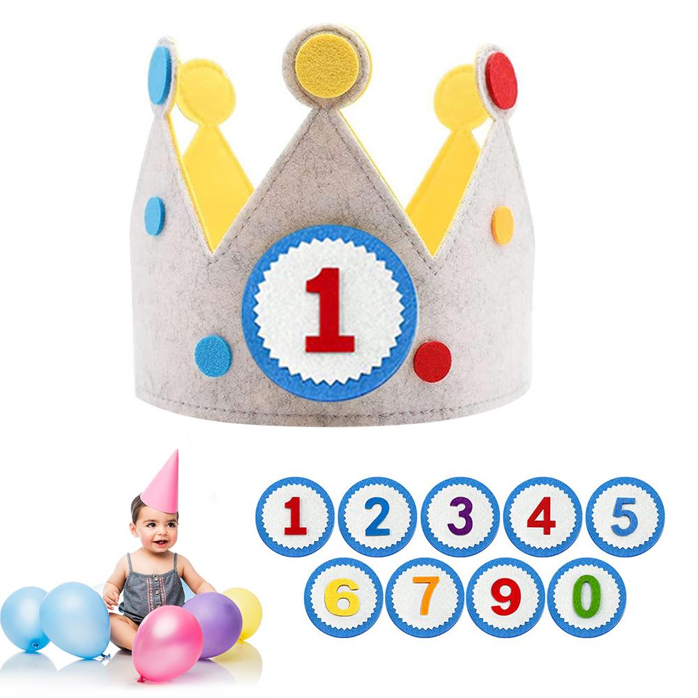 Handgefertigter Geburtstagshut Kinderfest Geschenk Austauschbare Zahlen Krone Verstellbare Größe Geburtstagsparty Dekoration für Kinder