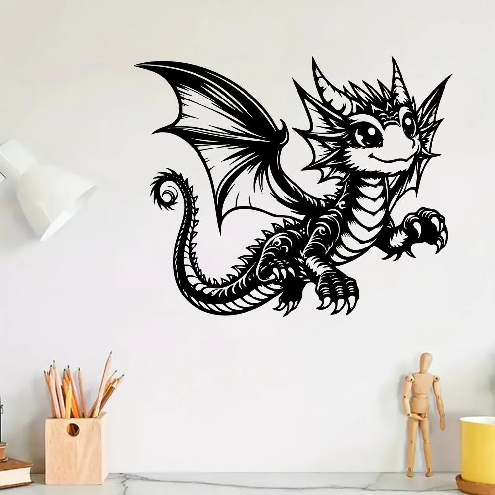 1pc Adorable Dragon Metal Wall Art, Weather-Resistant Iron Sculpture Mural for Fantasy Fans Bedroom Garden Decor