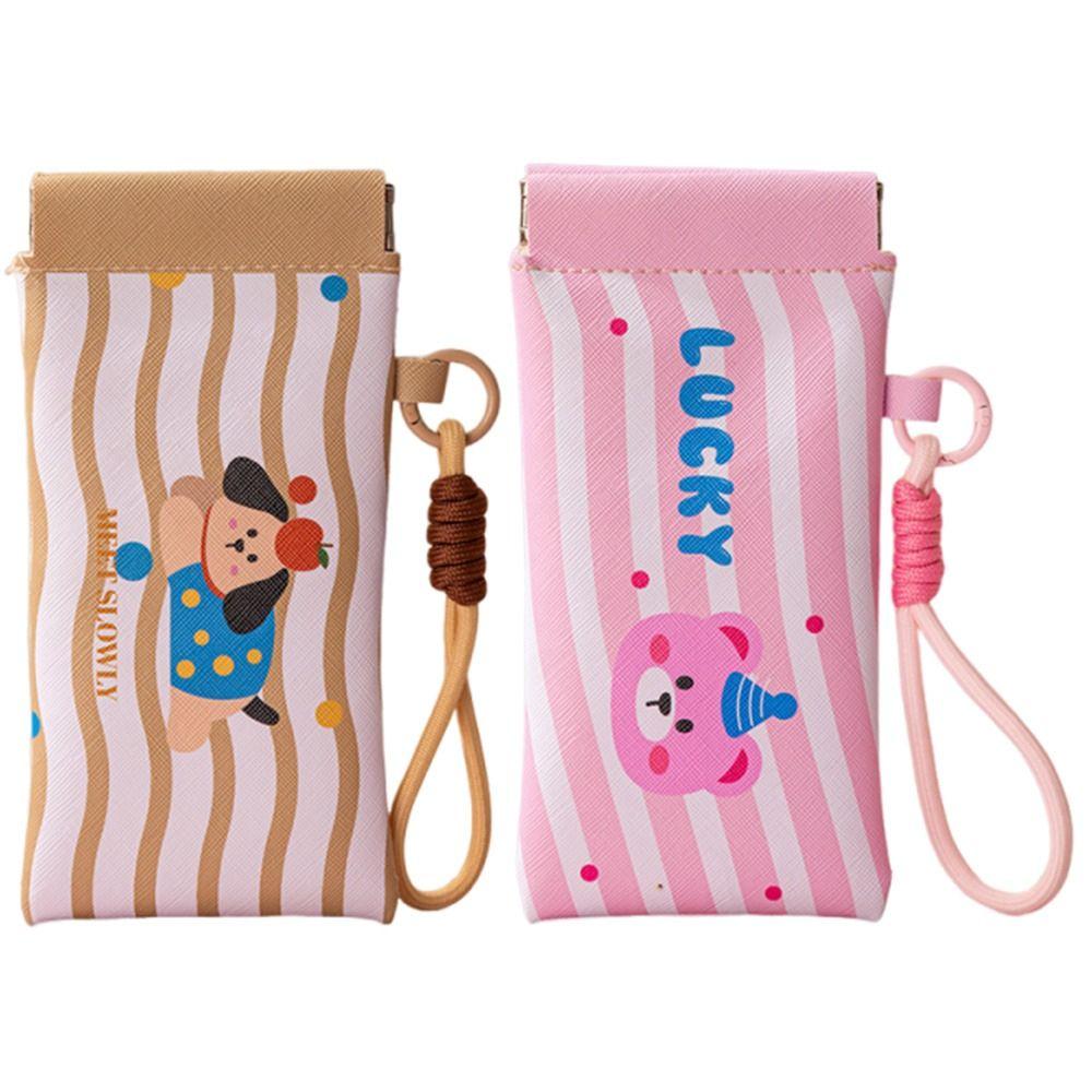 2Pcs Waterproof Self-closing Glasses Storage Bag Cartoon Portable Eyeglass Pouch  Female