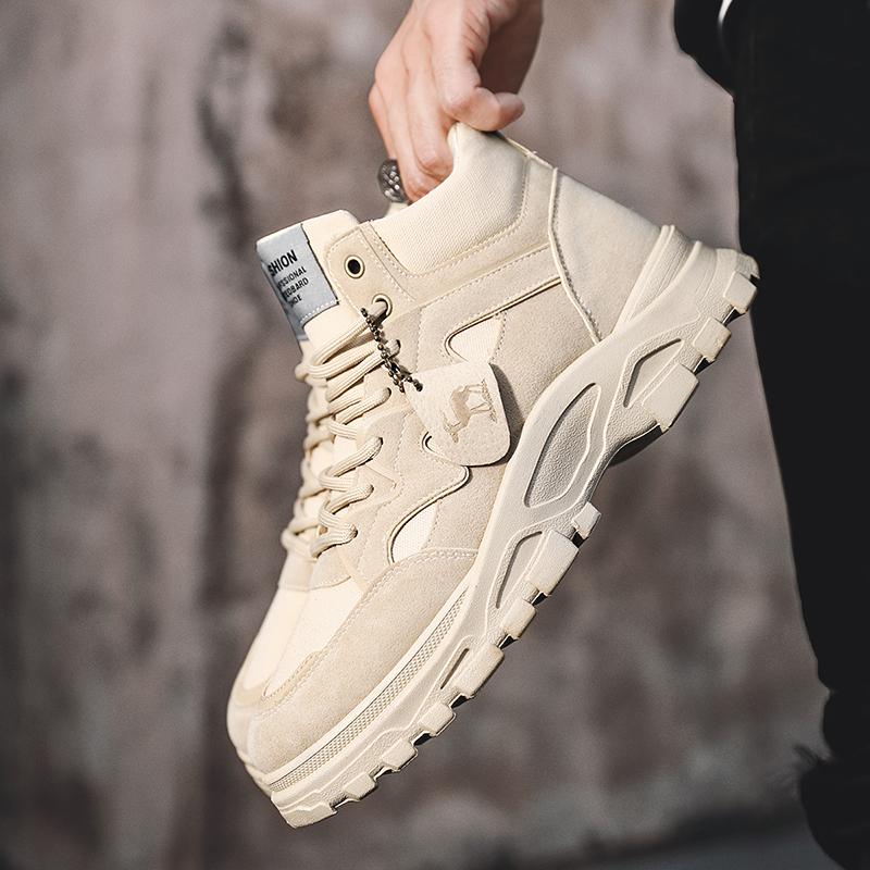 Retro Men Boots Comfortable Thick-Soled Non-Slip Chelsea Boots Autumn Winter Fashionable Large-Toe Tooling Boots Ankle Boots Men