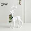 Durable Christmas Party Supplies White Flocked Elk Ornament Ribbon Bell Decor 3D Standing Deer Small Festive Displays for Shops Figurine Decorative