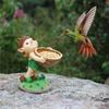 Hand Held Walnut Bird Bath Bowl Bird Feeder, Funny Handcrafted Resin Feeder For Outdoors, Water Bowl Sculpture Garden Decoration